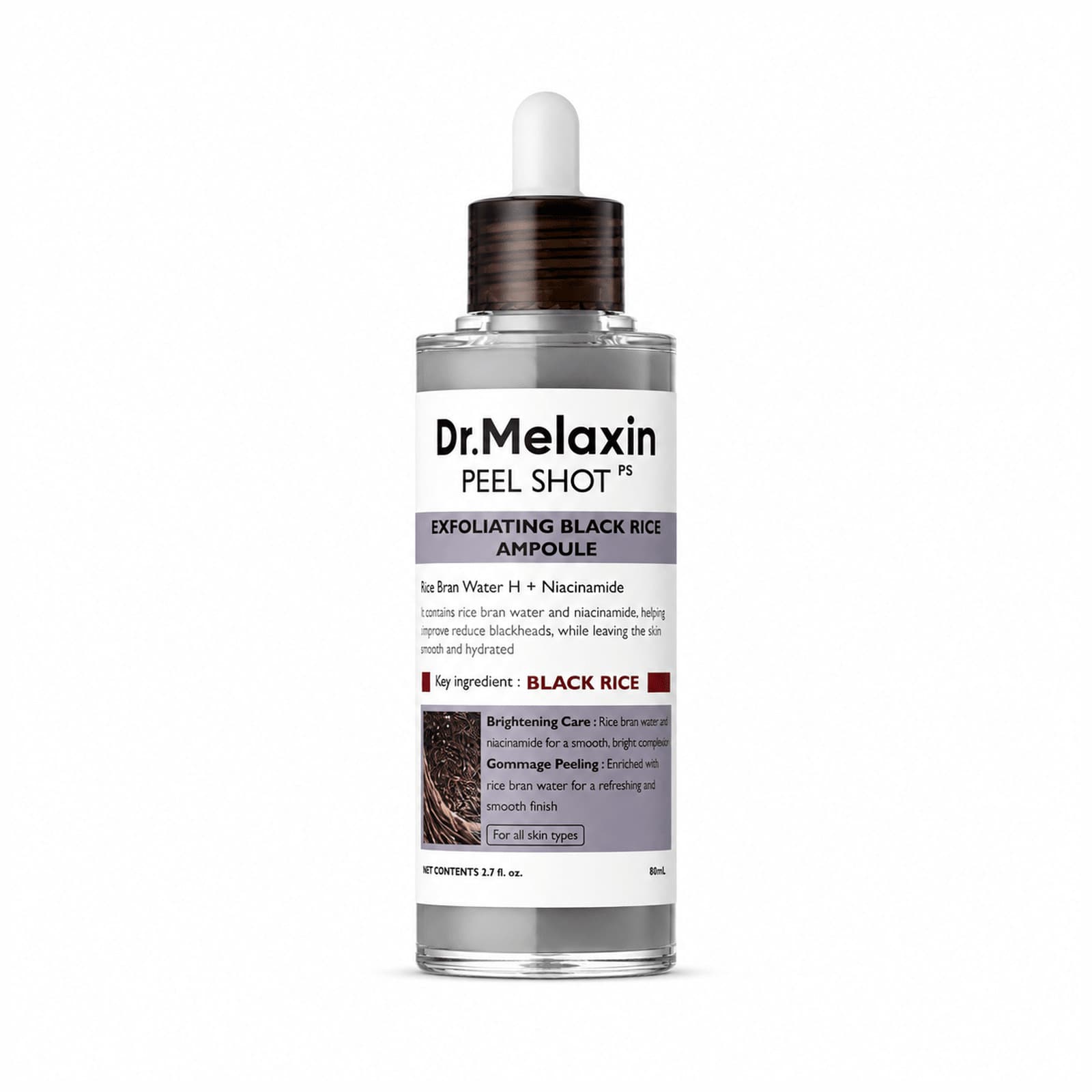 Dr. Melaxin Peel Shot Exfoliating Black Rice Ampoule 80ml - BeautyVaultz