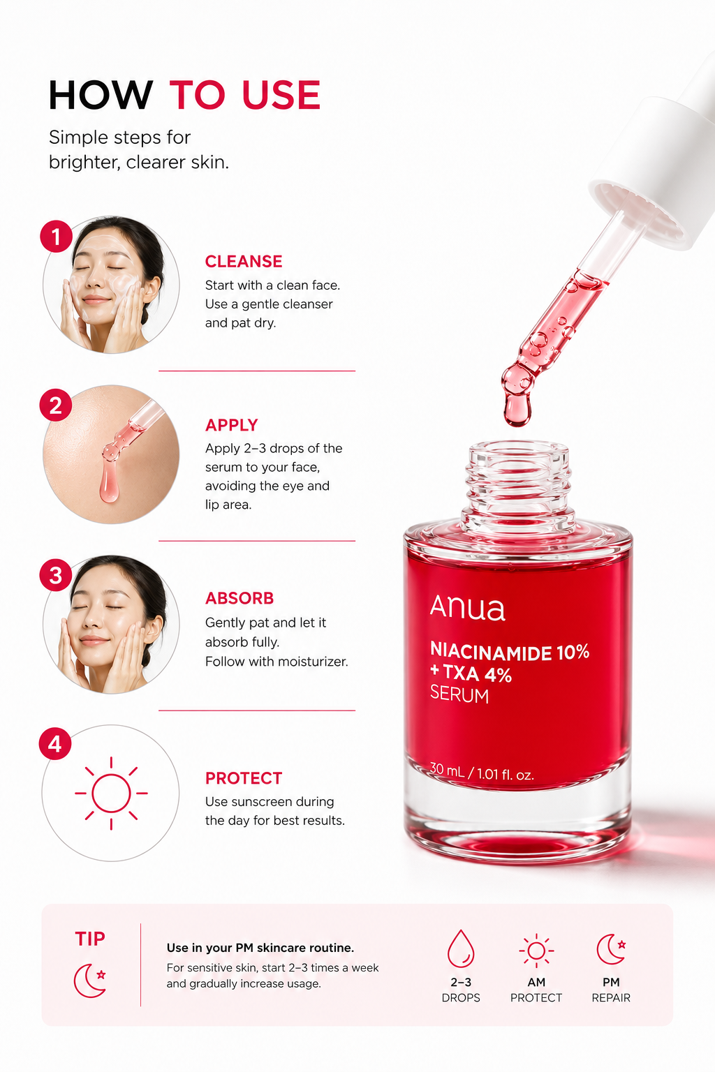 How to use ANUA Niacinamide 10% + TXA 4% Dark Spot Correcting Serum