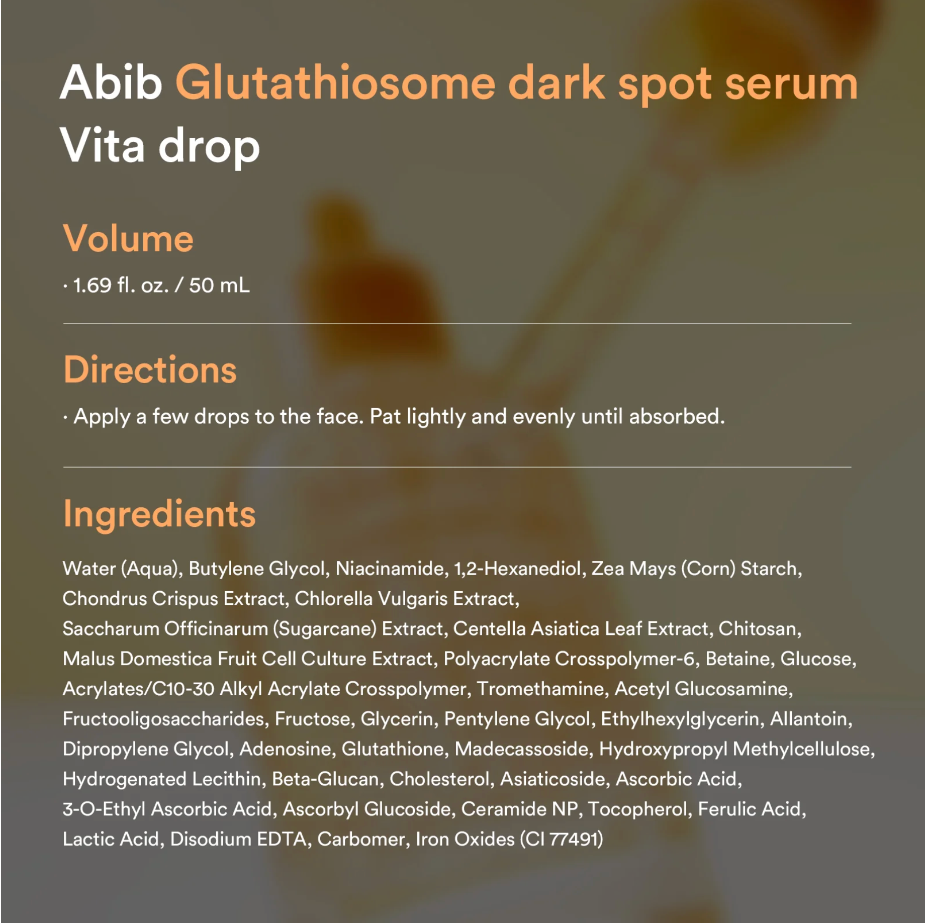 Abib Glutathiosome Dark Spot Serum Vita Drop 50ml