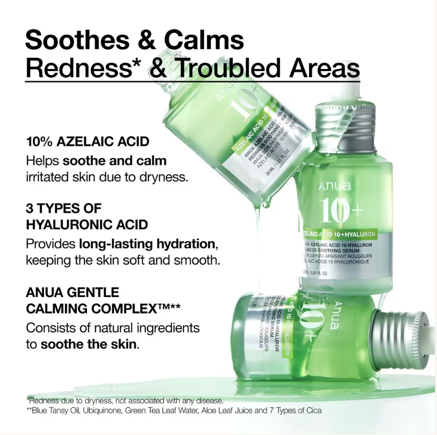 ANUA Azelaic Acid 10 Hyaluron Redness Soothing Serum 30ml