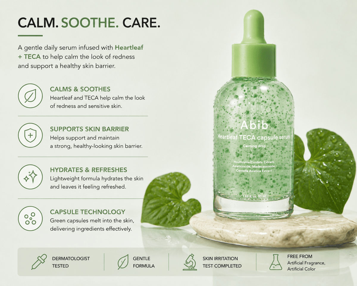 Abib Heartleaf TECA Capsule Serum 50ml | Hydrating Korean Facial Serum - BeautyVaultz