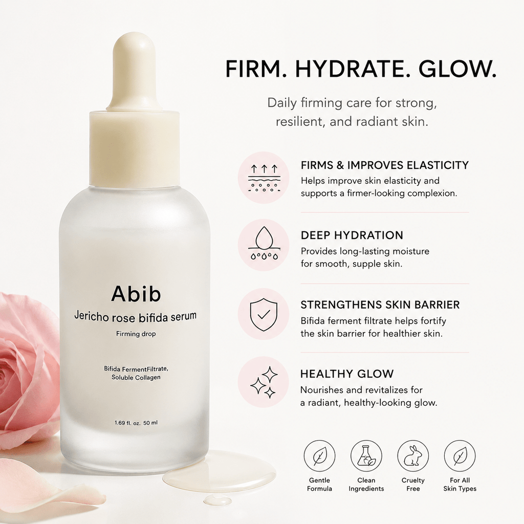 Abib Jericho Rose Bifida Serum Firming Drop 50ml | Collagen, Peptides & Bakuchiol Serum - BeautyVaultz
