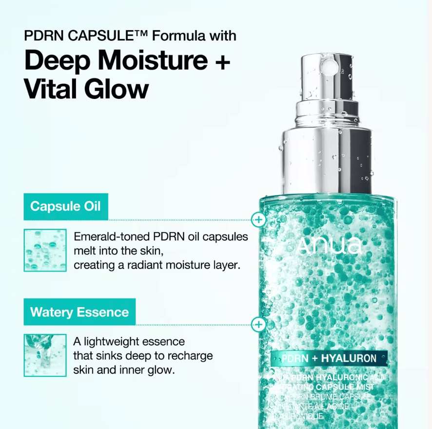 ANUA PDRN 100 Hyaluronic Acid Hydrating Capsule Mist 100ml - BeautyVaultz