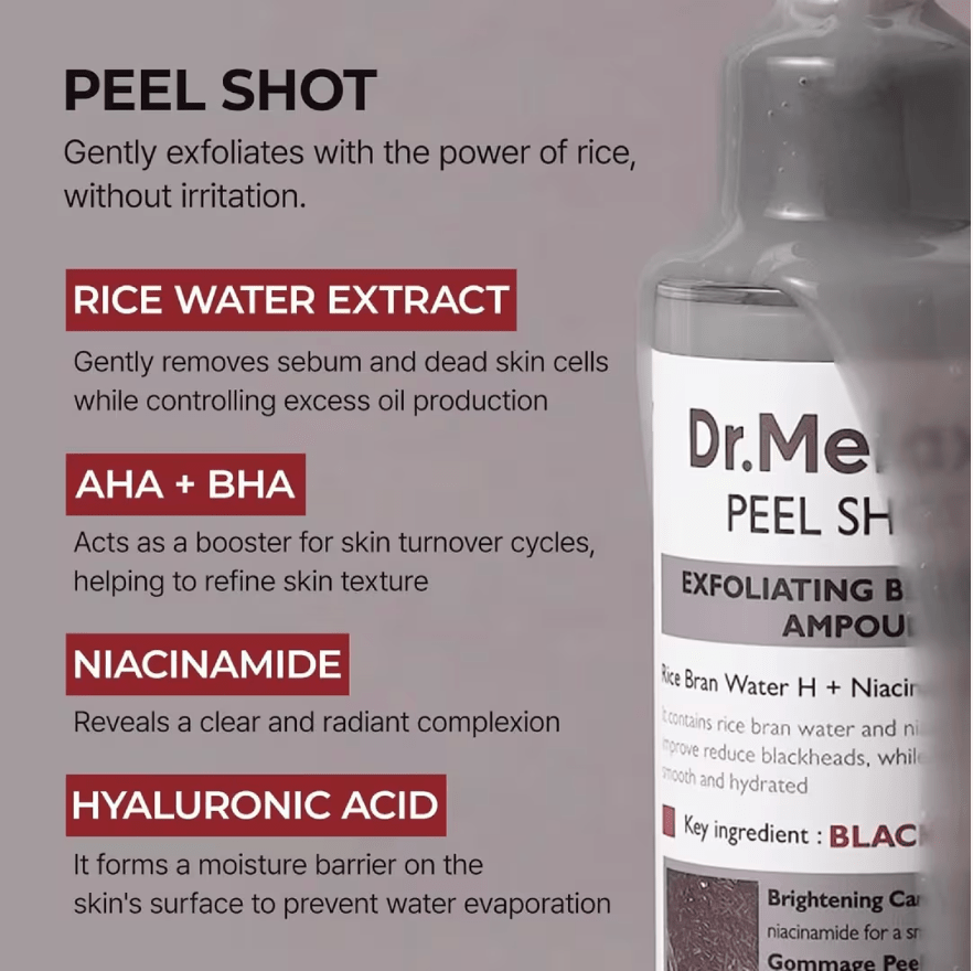Dr. Melaxin Peel Shot Exfoliating Black Rice Ampoule 80ml - BeautyVaultz