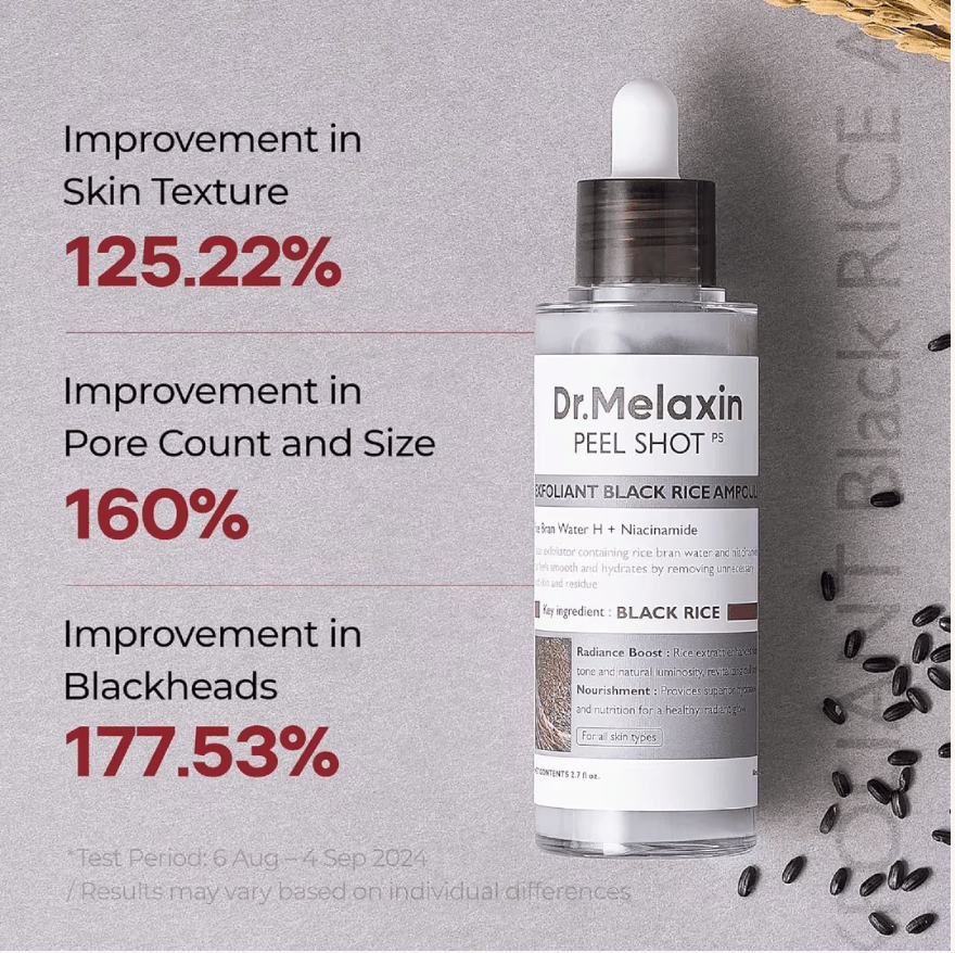 Dr. Melaxin Peel Shot Exfoliating Black Rice Ampoule 80ml - BeautyVaultz