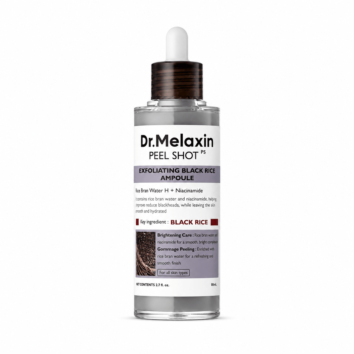 Dr. Melaxin Peel Shot Exfoliating Black Rice Ampoule 80ml - BeautyVaultz